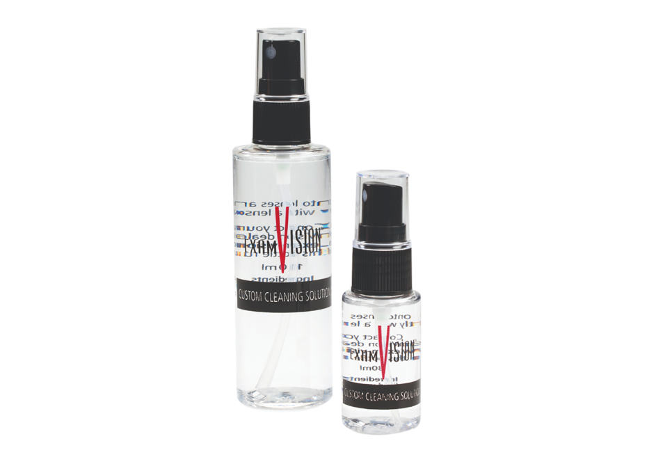 ExamVision cleaning solution for loupes in a spray